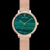 Montre Femme ELARA Cadran Vert Bracelet Acier milanais Doré-rose