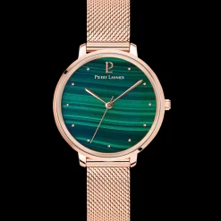Montre Femme ELARA Cadran Vert Bracelet Acier milanais Doré-rose