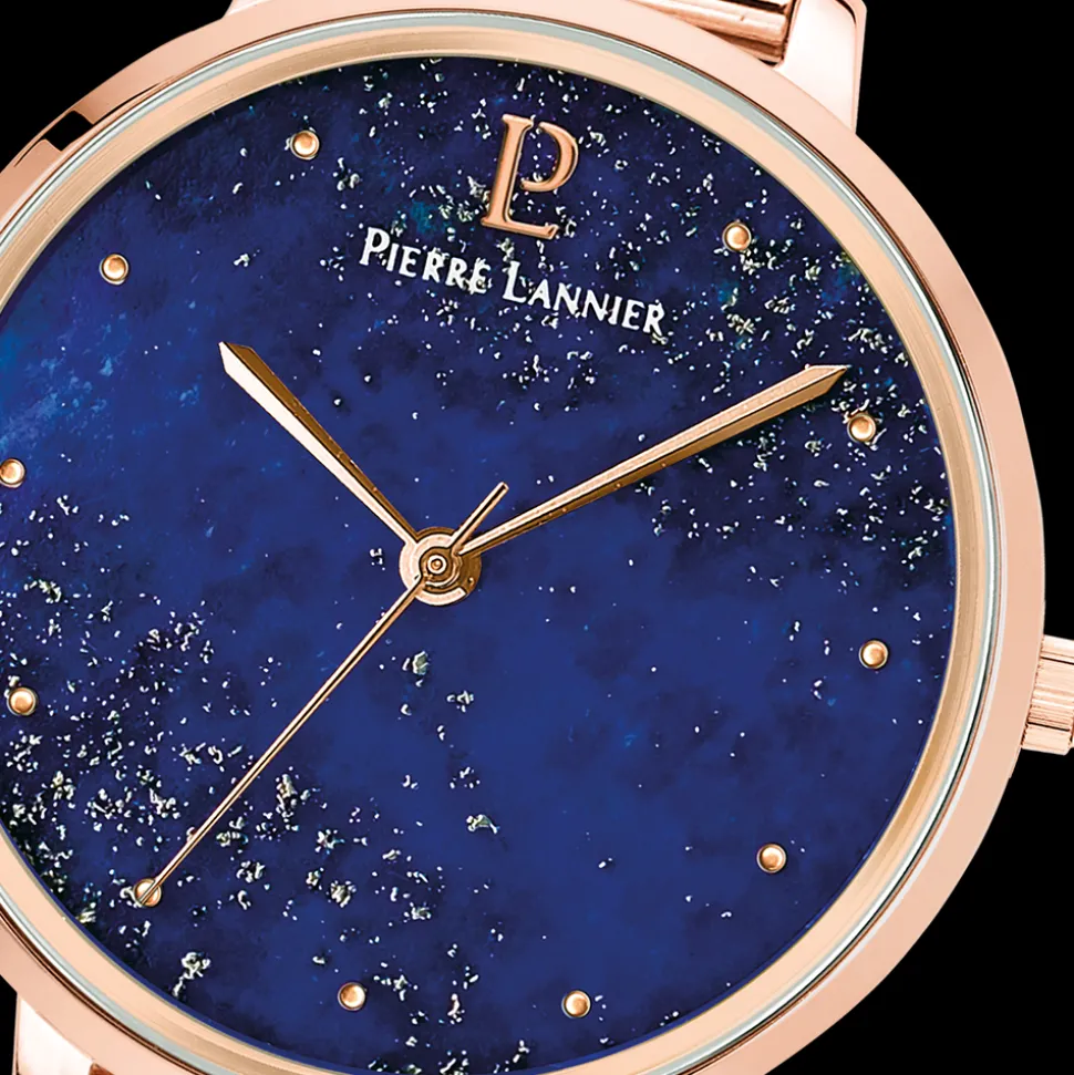 Montre Femme ELARA Cadran Bleu Bracelet Acier milanais Doré-rose