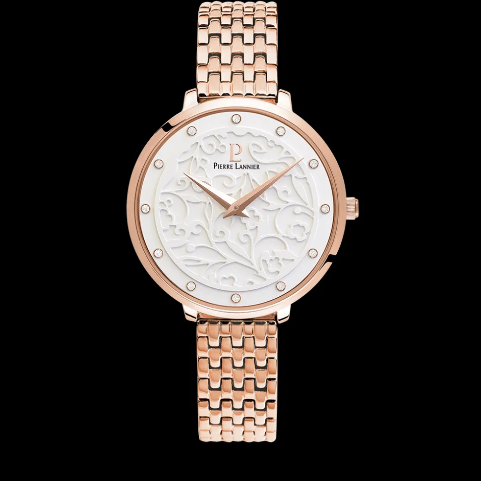 Montre Femme EOLIA Cadran Blanc Bracelet Acier Doré rose