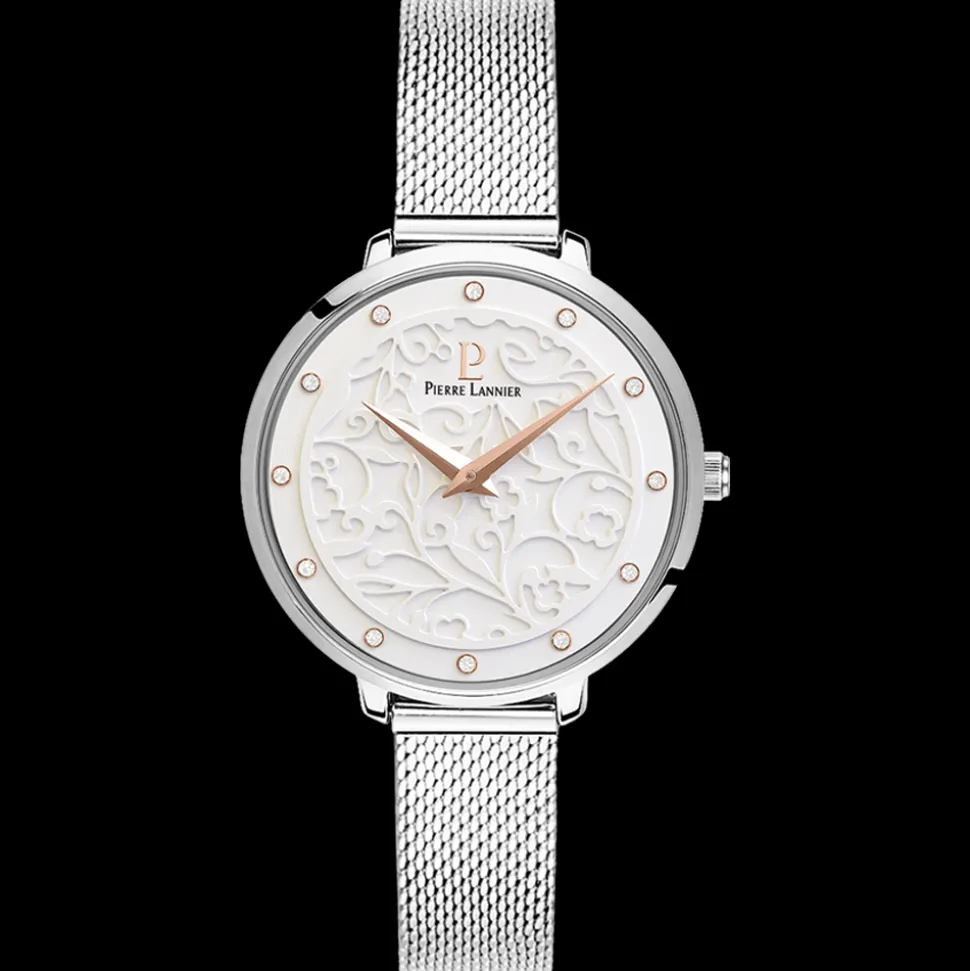 Montre Femme EOLIA Cadran Blanc Bracelet Acier milanais Argenté