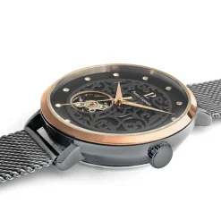 Montre Femme EOLIA Cadran Noir Bracelet Acier Milanais Gris