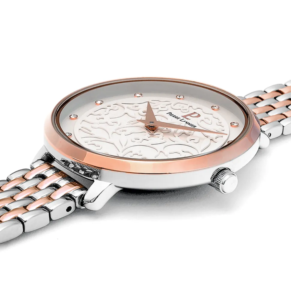Montre Femme EOLIA Cadran Blanc Bracelet Acier Bicolore