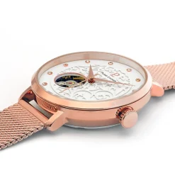 Montre Femme EOLIA Cadran Blanc Bracelet Acier milanais Doré rose