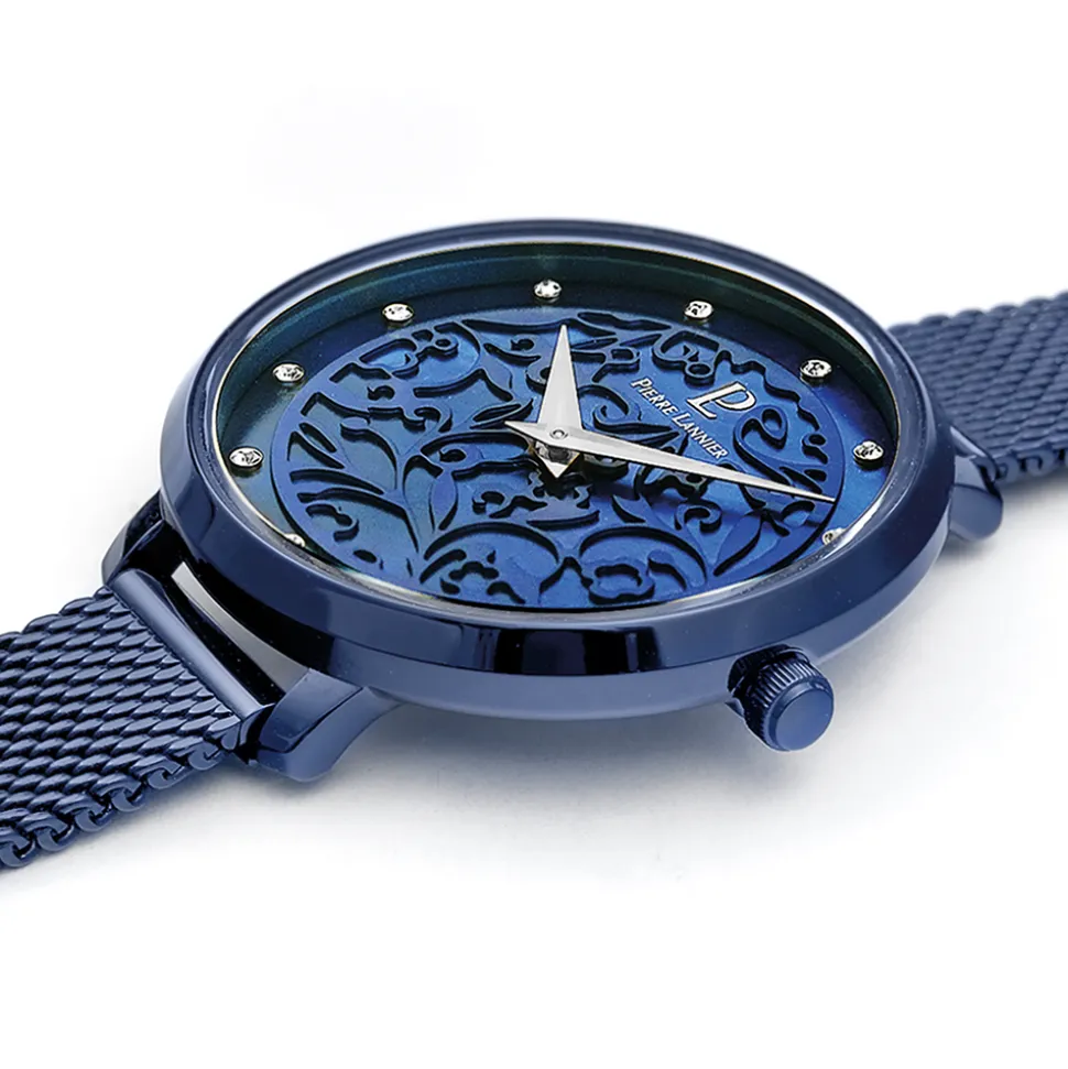 Montre Femme EOLIA Cadran Bleu Bracelet Acier Milanais Bleu