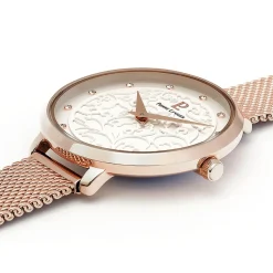 Montre Femme EOLIA Cadran Blanc Bracelet Acier milanais Doré rose