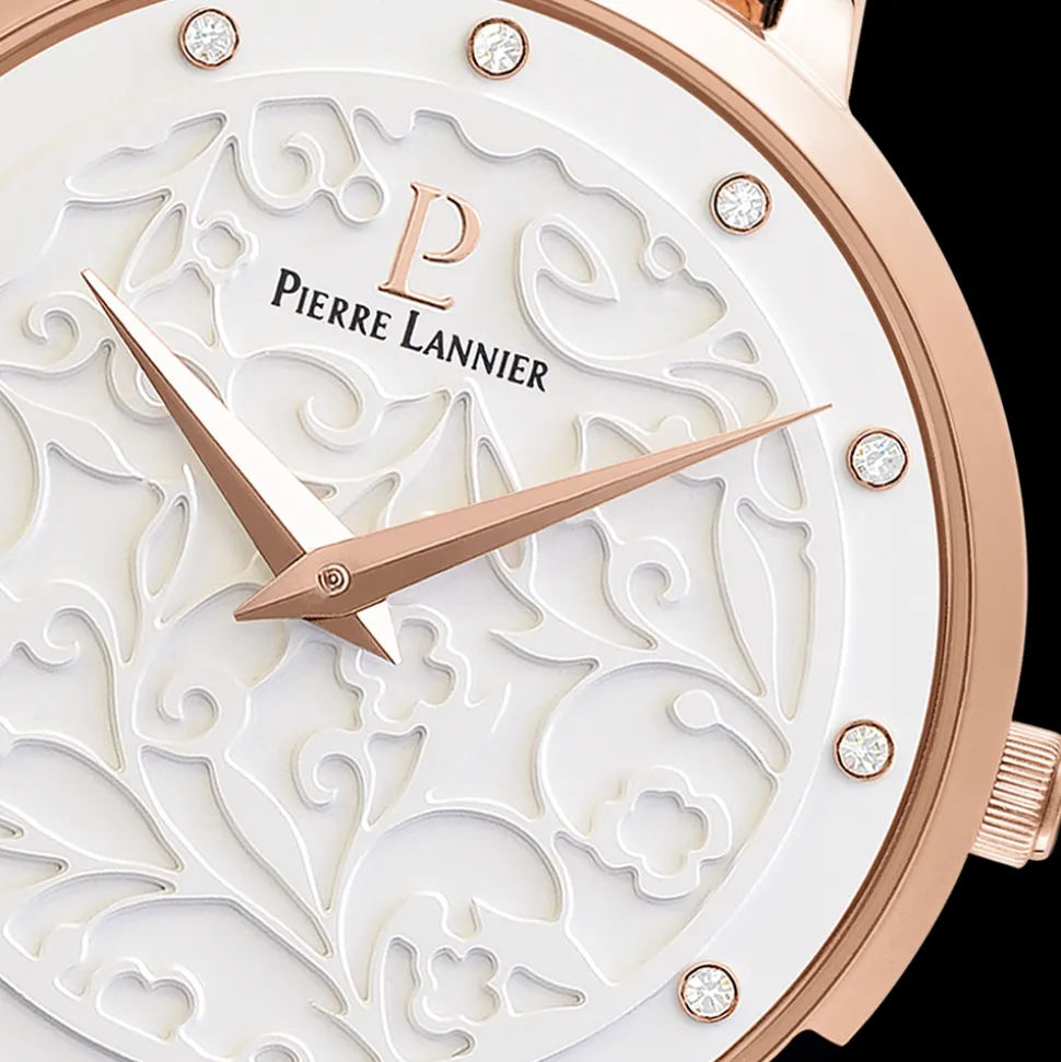 Montre Femme EOLIA Cadran Blanc Bracelet Acier Doré rose