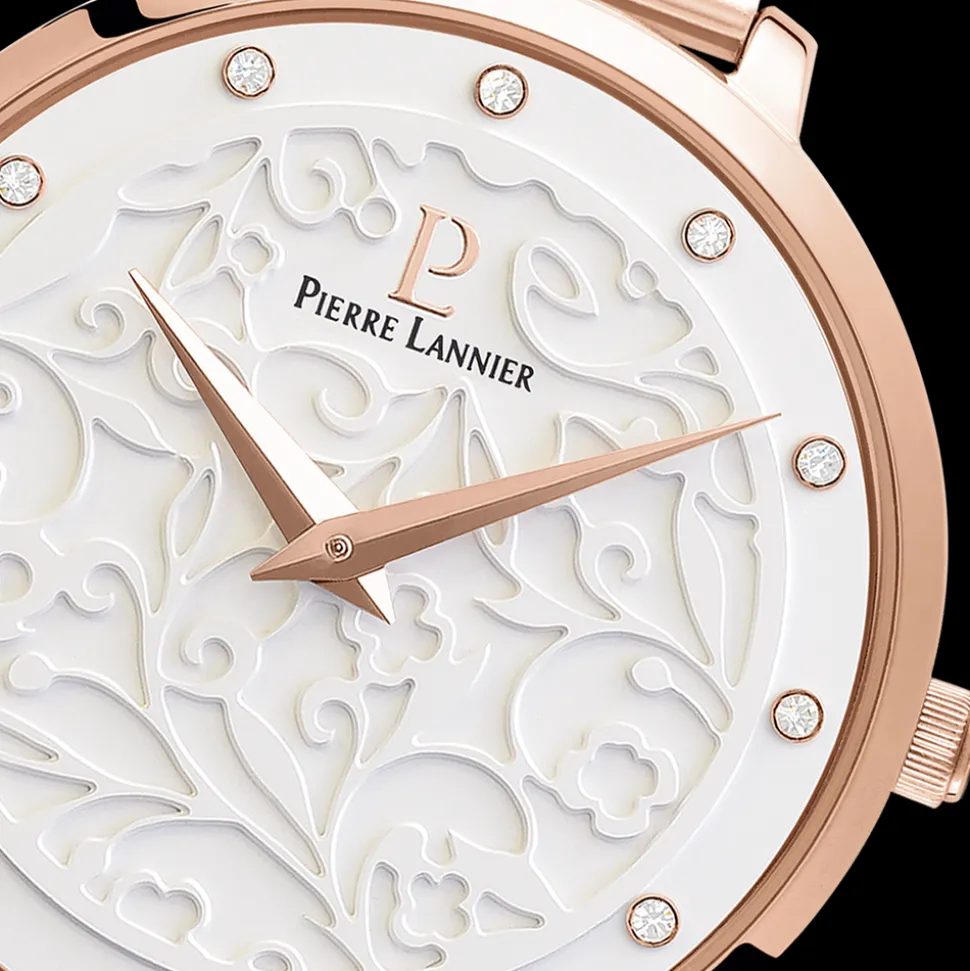 Montre Femme EOLIA Cadran Blanc Bracelet Acier milanais Doré rose