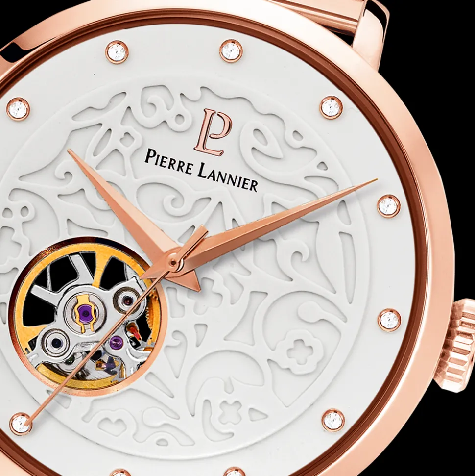 Montre Femme EOLIA Cadran Blanc Bracelet Acier milanais Doré rose