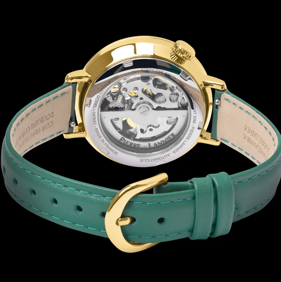 Montre Femme ESPERANCE Doré Cadran Vert Bracelet Cuir Vert 14 MM