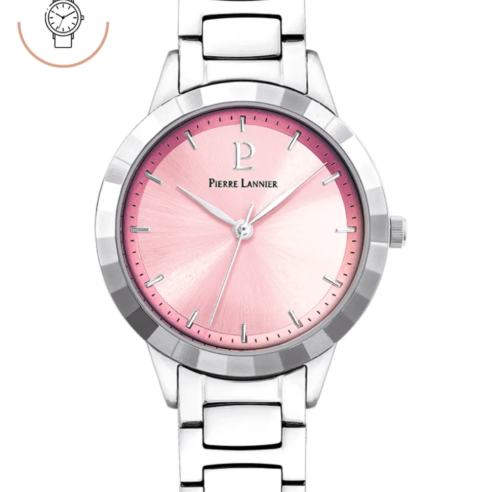 Montre Femme GALIERA Cadran Rose Bracelet Acier Argenté