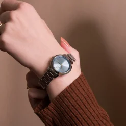 Montre Femme GALIERA Cadran Bleu Bracelet Acier  Argenté