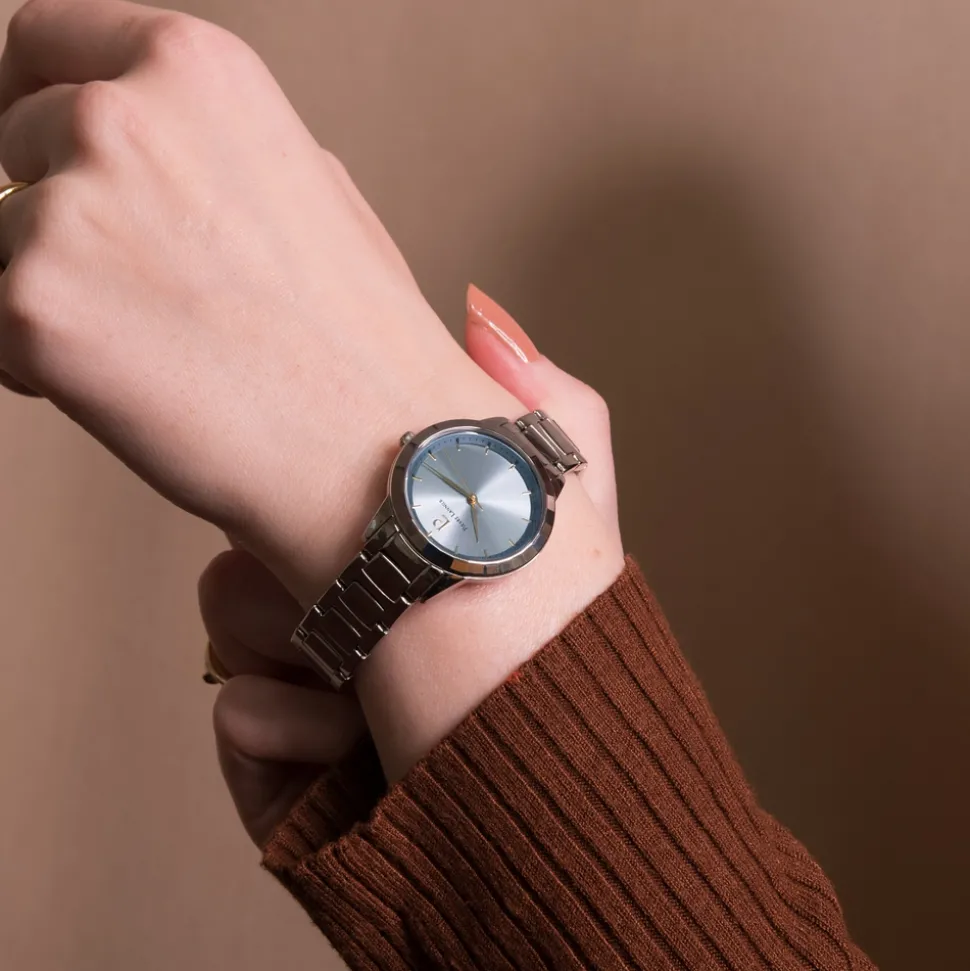 Montre Femme GALIERA Cadran Bleu Bracelet Acier Argenté