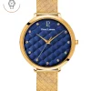 Montre Femme GRACE Cadran Bleu Bracelet Acier milanais Doré