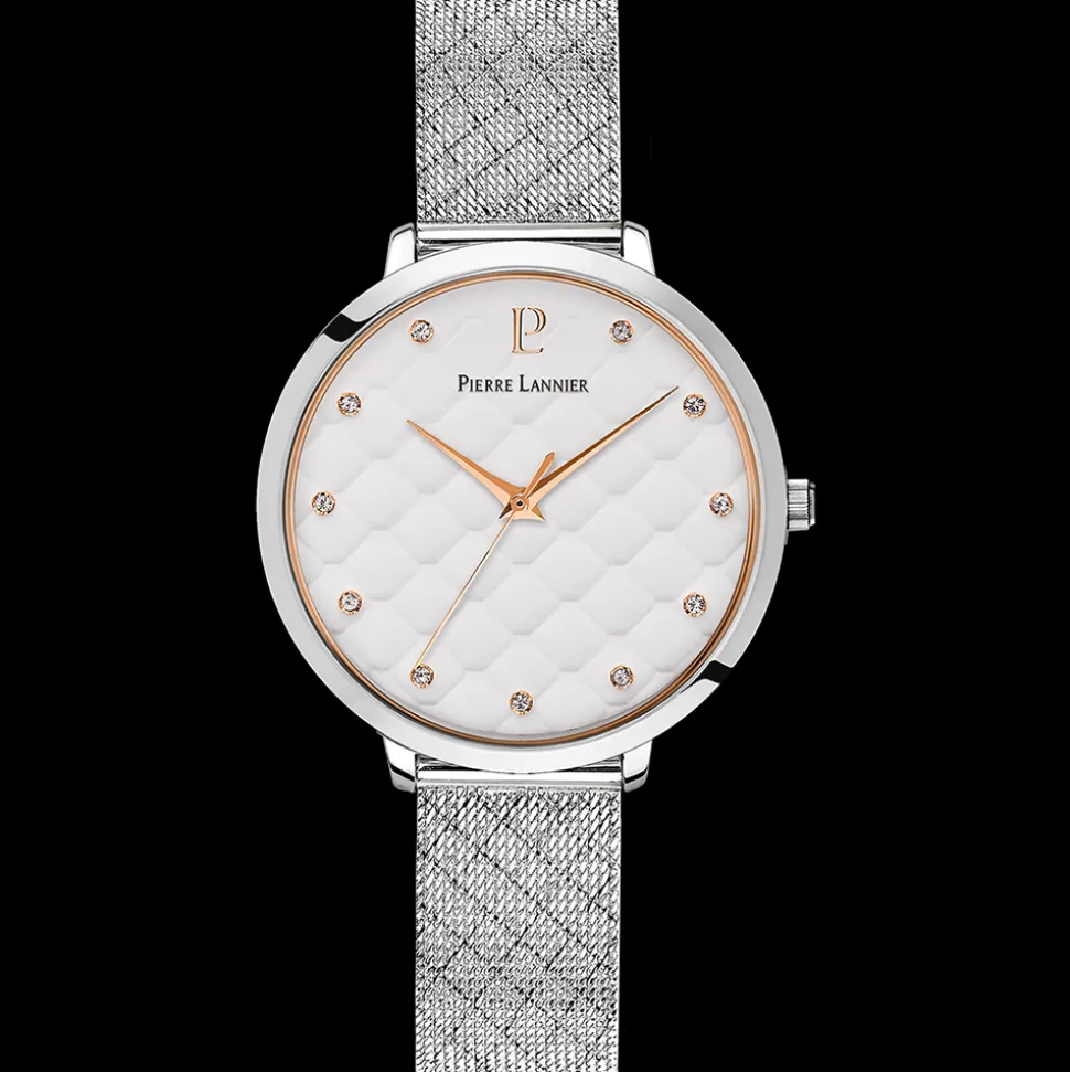 Montre Femme GRACE Cadran Blanc Bracelet Acier milanais Argenté