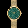 Montre Femme GRACE Doré Cadran Vert Bracelet Acier milanais Doré 14 MM