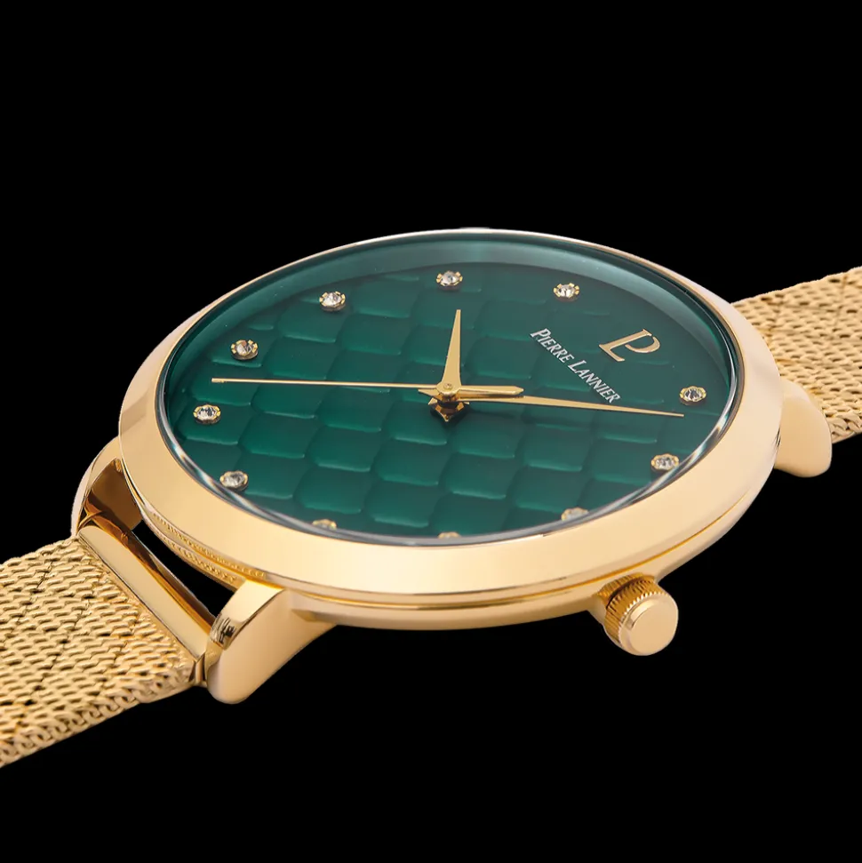 Montre Femme GRACE Doré Cadran Vert Bracelet Acier milanais Doré 14 MM
