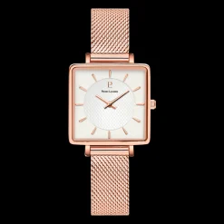 Montre Femme LECARÉ Cadran Blanc Bracelet Acier milanais Doré rose