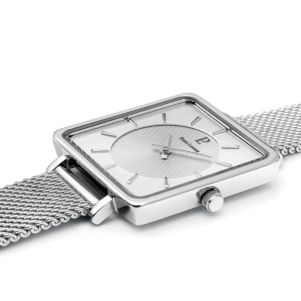Montre Femme LECARÉ Cadran Argenté Bracelet Acier milanais Argenté