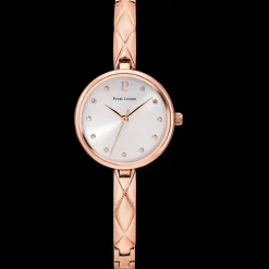 Montre Femme LEIA Cadran Argenté Bracelet Acier Doré-rose