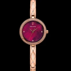 Montre Femme LEIA Cadran Framboise Bracelet Acier Doré- rose
