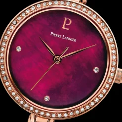 Montre Femme LEIA Cadran Framboise Bracelet Acier Doré- rose