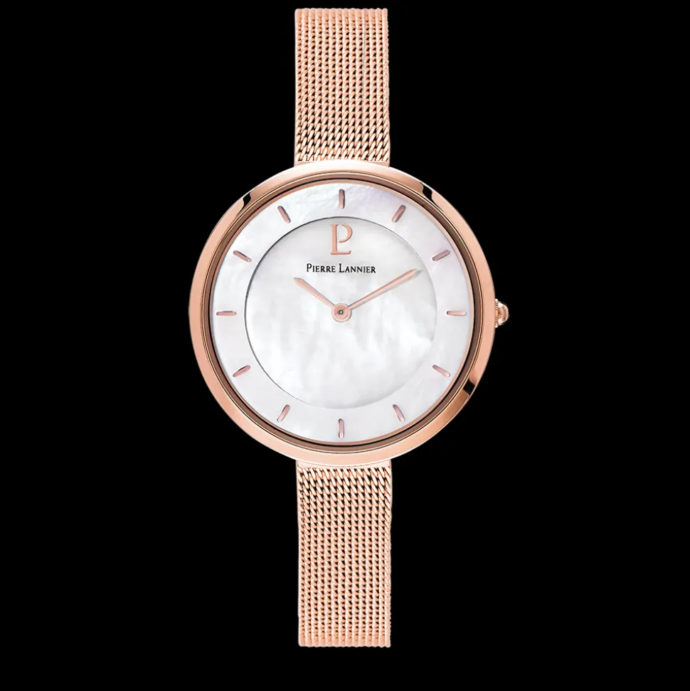 Montre Femme LIBERTY Cadran Blanc Bracelet Acier milanais Doré rose