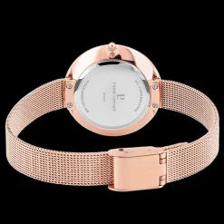 Montre Femme LIBERTY Cadran Blanc Bracelet Acier milanais Doré rose