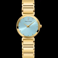 Montre Femme LIGNE PURE Cadran Bleu Bracelet Acier Doré