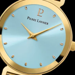 Montre Femme LIGNE PURE Cadran Bleu Bracelet Acier milanais Doré