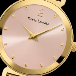 Montre Femme LIGNE PURE Cadran Rose Bracelet Acier milanais Doré