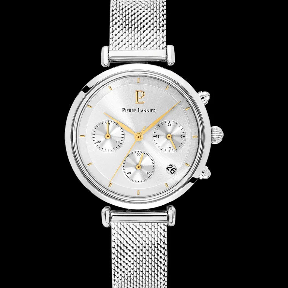 Montre Femme LUTECIA Cadran Argenté Bracelet Acier milanais Argenté