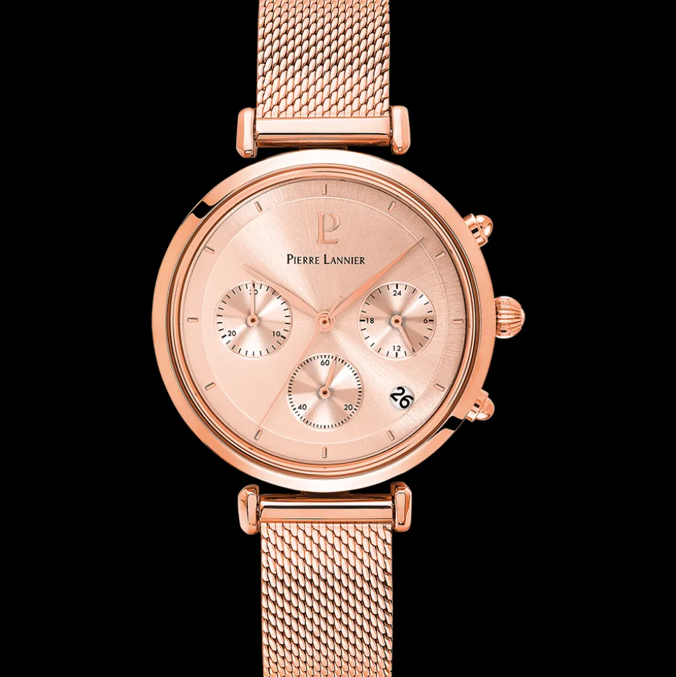 Montre Femme LUTECIA Cadran Doré rose Bracelet Acier milanais Doré-rose