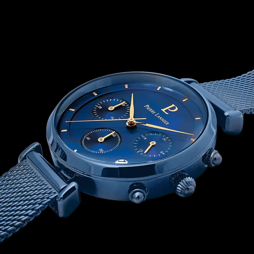 Montre Femme LUTECIA Cadran Bleu Bracelet Acier milanais Bleu