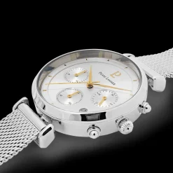 Montre Femme LUTECIA Cadran Argenté Bracelet Acier milanais Argenté