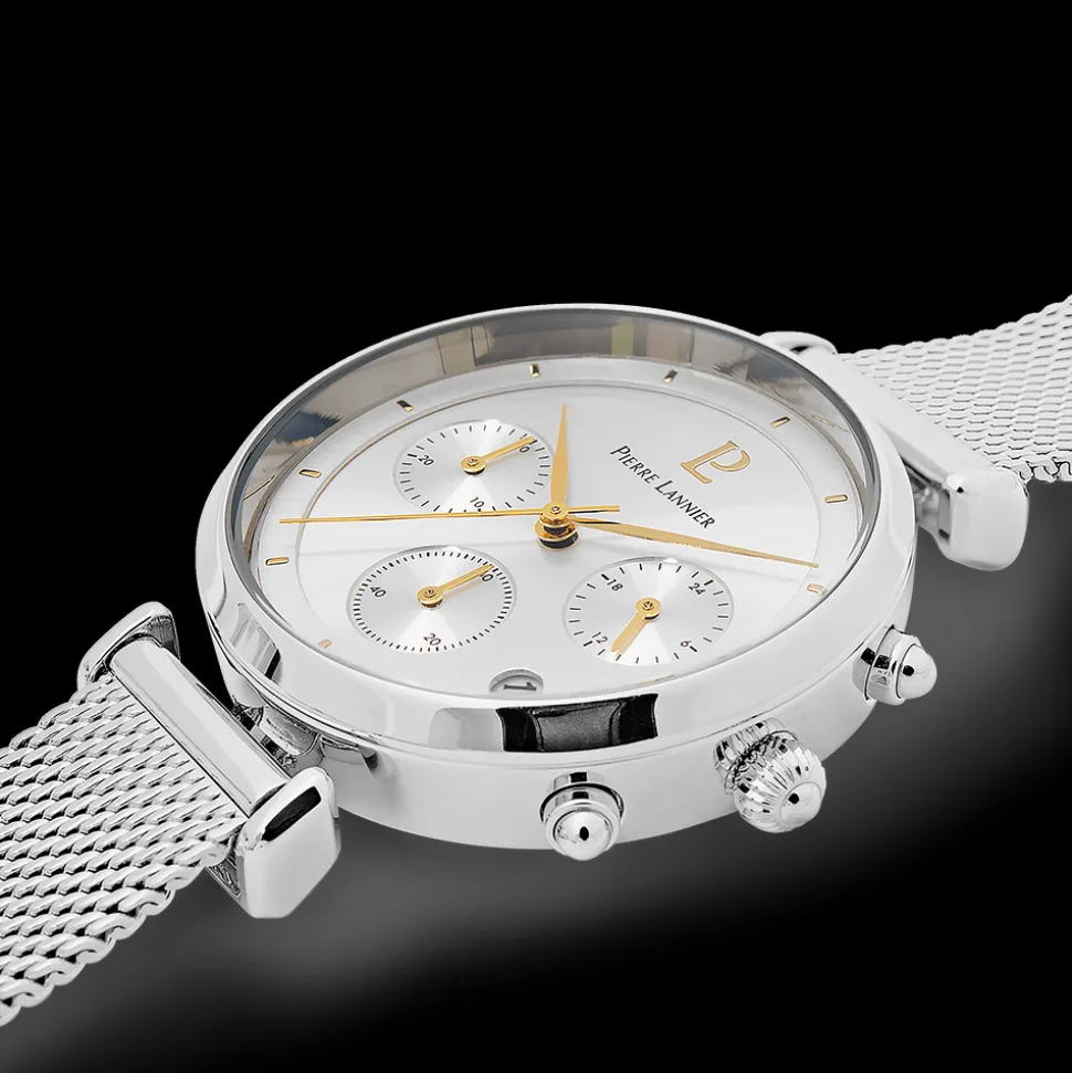Montre Femme LUTECIA Cadran Argenté Bracelet Acier milanais Argenté