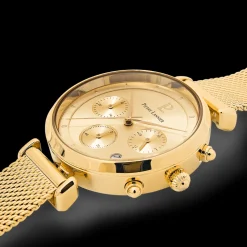 Montre Femme LUTECIA Cadran Doré Bracelet Acier milanais Doré