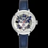 Montre Femme ÉLYSÉE Cadran Argenté Bracelet Cuir  Bleu