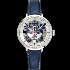 Montre Femme ÉLYSÉE Cadran Argenté Bracelet Cuir  Bleu