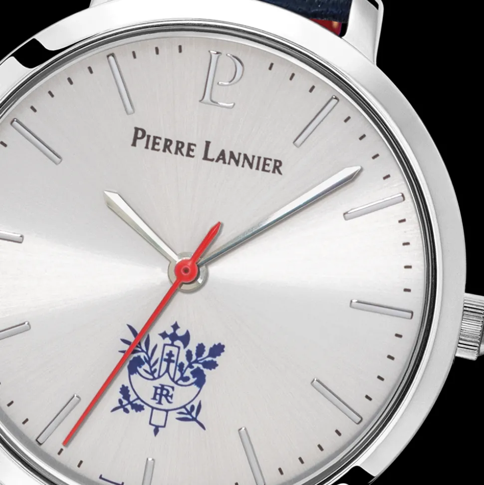 Montre Femme ÉLYSÉE Cadran Argenté Bracelet Cuir Bleu