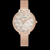 Montre Femme MIRAGE Cadran Blanc Bracelet Acier Milanais Doré-rose