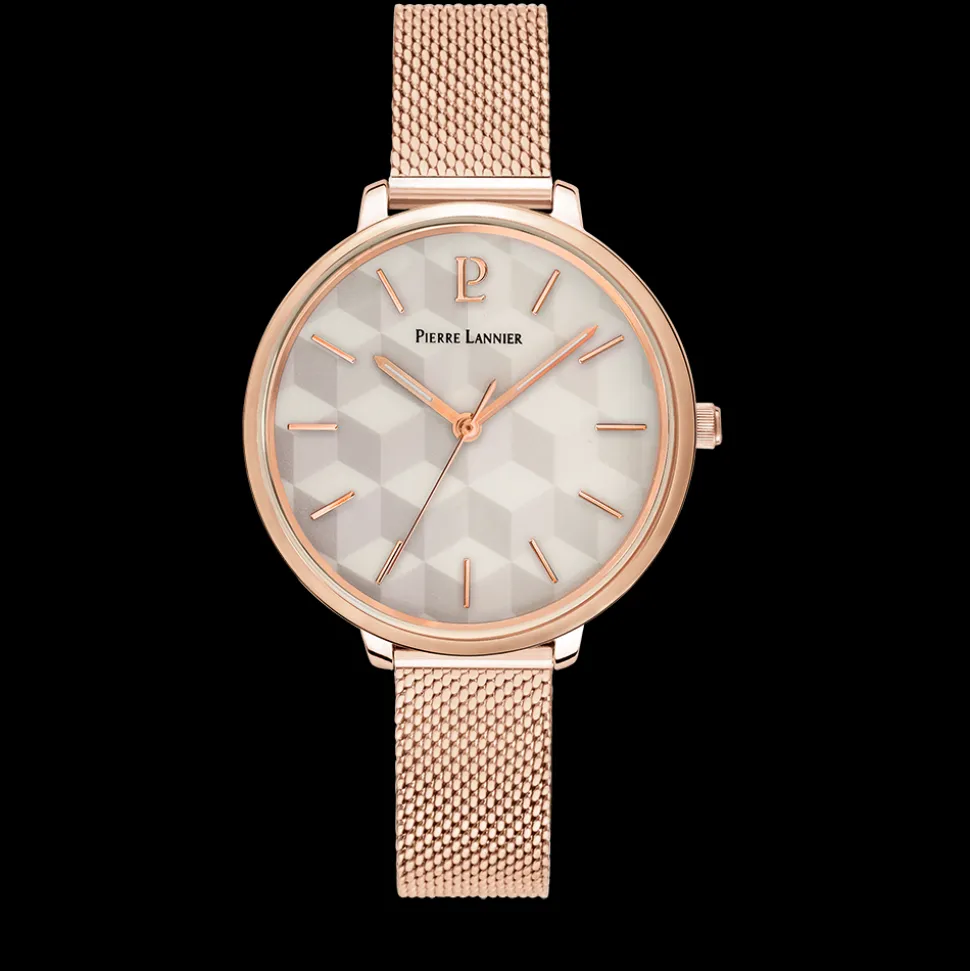 Montre Femme MIRAGE Cadran Blanc Bracelet Acier Milanais Doré-rose
