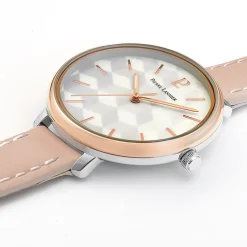 Montre Femme MIRAGE Cadran Blanc Bracelet Cuir Rose