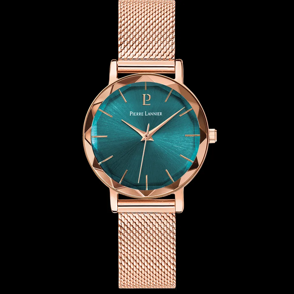 Montre Femme MULTIPLES Doré-rose Cadran Vert Bracelet Acier milanais Doré-rose 14 MM