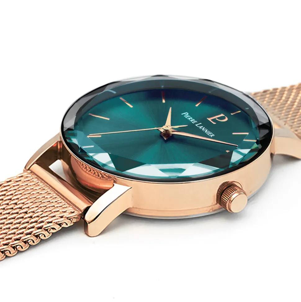 Montre Femme MULTIPLES Doré-rose Cadran Vert Bracelet Acier milanais Doré-rose 14 MM