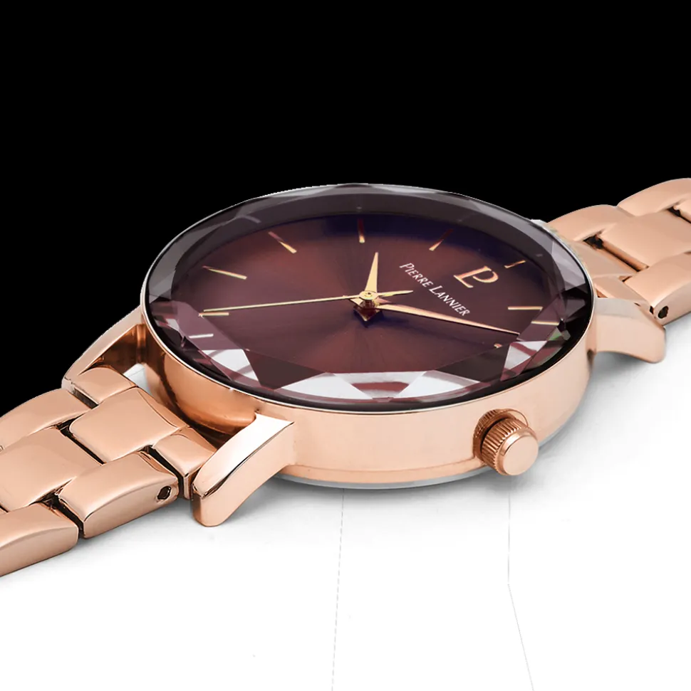 Montre Femme MULTIPLES Doré-rose Cadran Chocolat Bracelet Acier Doré-rose 14 MM