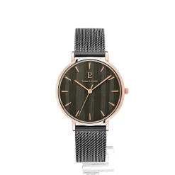 Montre Femme NATURE Cadran Noir Bracelet Acier milanais Noir