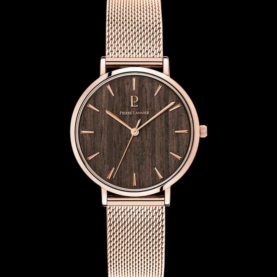 Montre Femme NATURE Cadran Brun Bracelet Acier milanais Doré rose