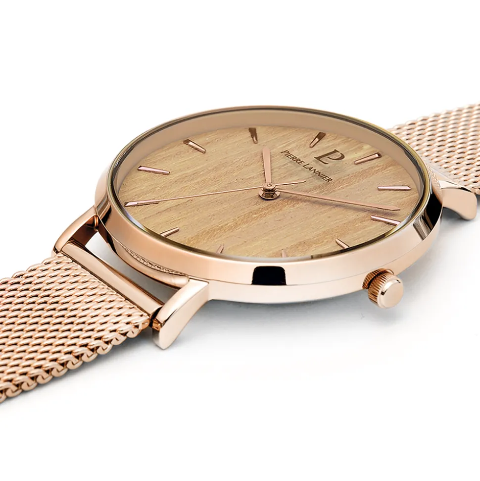 Montre Femme NATURE Cadran Beige Bracelet Acier milanais Doré rose