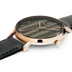 Montre Femme NATURE Cadran Noir Bracelet Cuir Noir